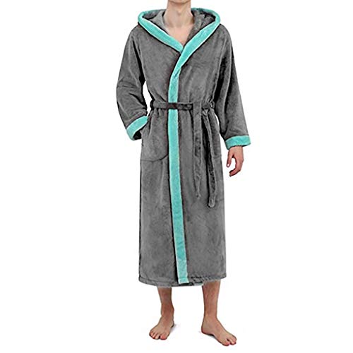 SHOBDW Albornoz Mujeres De Invierno De Manga Larga Sólido Súper Suave Mullido Felpa Franela Mantón SPA Gimnasio Albornoz Slee Toweling Ropa De Dormir Batas(Gris Oscuro,5XL)
