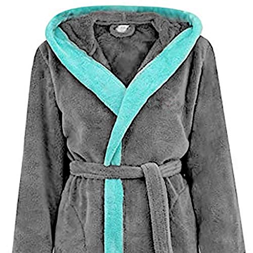 SHOBDW Albornoz Mujeres De Invierno De Manga Larga Sólido Súper Suave Mullido Felpa Franela Mantón SPA Gimnasio Albornoz Slee Toweling Ropa De Dormir Batas(Gris Oscuro,5XL)