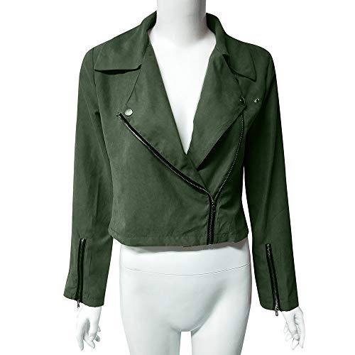 SHOBDW LiquidacióN Ventas Mujeres SeñOras Retro SóLido Remache Cremallera Chaqueta De Bombardero Fresco Ocasional De Manga Larga OtoñO Abrigo De Invierno Outwear (3XL, Verde)