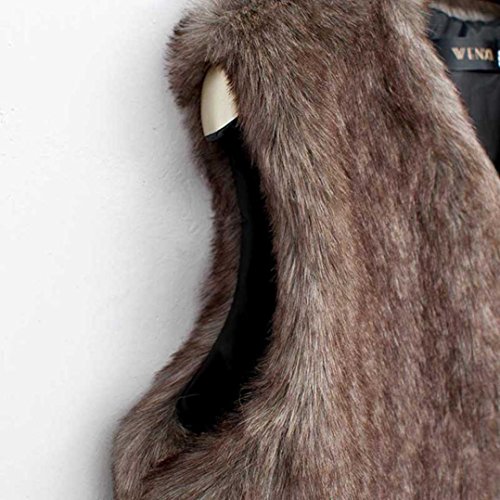 SHOBDW ¡ Promoción navideña Mujeres Faux Chaleco de Piel sin Mangas Abrigo Chaqueta de Pelo Largo Chaleco (marrón, XXL)