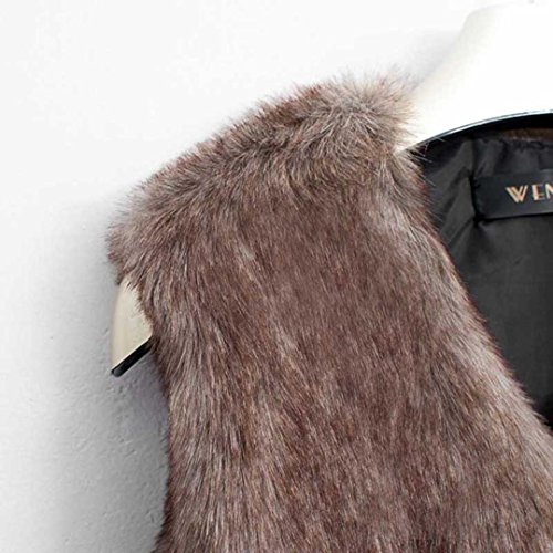 SHOBDW ¡ Promoción navideña Mujeres Faux Chaleco de Piel sin Mangas Abrigo Chaqueta de Pelo Largo Chaleco (marrón, XXL)