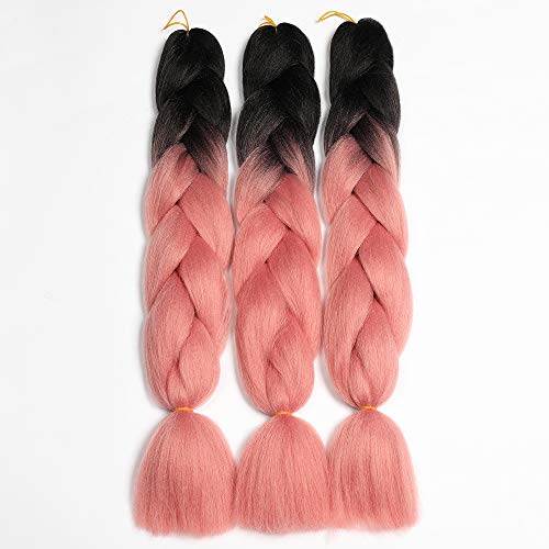 Showjarlly Kanekalon pre estiró el trenzado del cabello Ombre Jumbo Braid Extensión del cabello Fibra de alta temperatura 3 unids/lote 100 g/pc Para Crochet Twist trenzar el pelo
