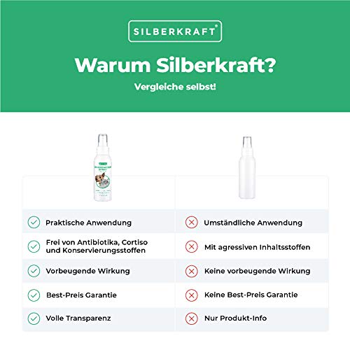 Silberkraft - Limpiador de orejas para perros y gatos, 100 ml, con extracto de manzanilla, limpia suavemente y suave, alivia el picor y es adecuado para cachorros