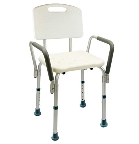 Silla de Ducha/Baño Ortopédico con Respaldo, Ajustable en Altura, Conteras Antideslizantes para Personas Mayores (7275465)