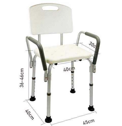 Silla de Ducha/Baño Ortopédico con Respaldo, Ajustable en Altura, Conteras Antideslizantes para Personas Mayores (7275465)