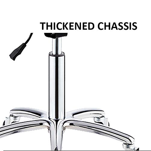 Sillon Giratorio con Rueditas，Taburete Manicura con Negro Cuero Sintético Asiento，Altura Regulable 45-58 cm，160kg de Capacidad de Carga，Taburete Poni con Respaldo para Beauty Kitchen Salon Home Offic