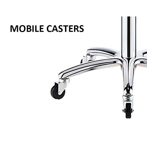 Sillon Giratorio con Rueditas，Taburete Manicura con Negro Cuero Sintético Asiento，Altura Regulable 45-58 cm，160kg de Capacidad de Carga，Taburete Poni con Respaldo para Beauty Kitchen Salon Home Offic