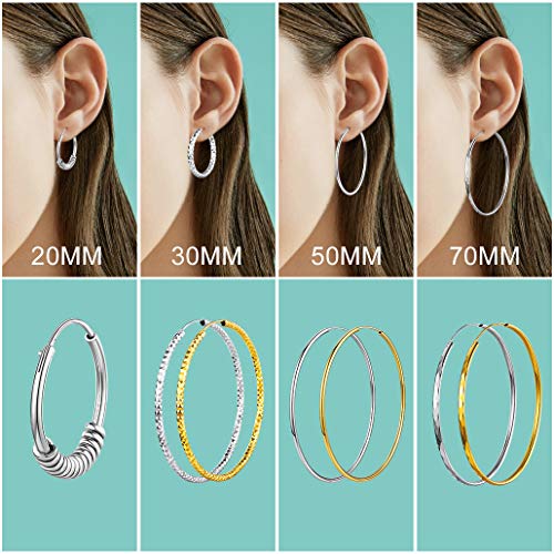 Silvora 20mm Aros con colgantes Plata Pendientes pequeños Hoop Huggie Earrings Aros unisex