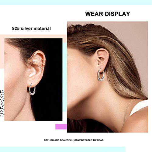 Silvora 20mm Aros con colgantes Plata Pendientes pequeños Hoop Huggie Earrings Aros unisex