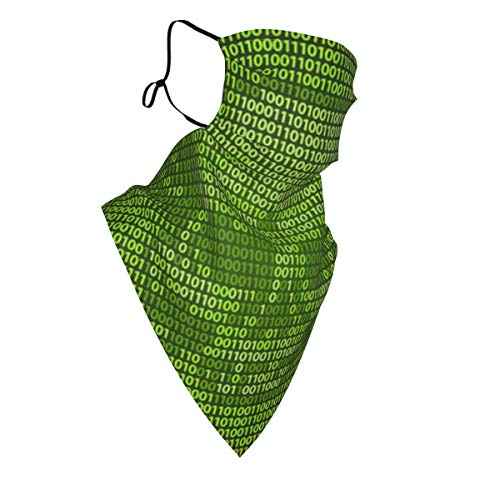 Símbolo de piratería o peligro de calavera y tibias cruzadas compuesto por unos binarios y ceros Máscaras faciales ajustables con código de máquina, pañuelo facial, pasamontañas de tela lavable reutil