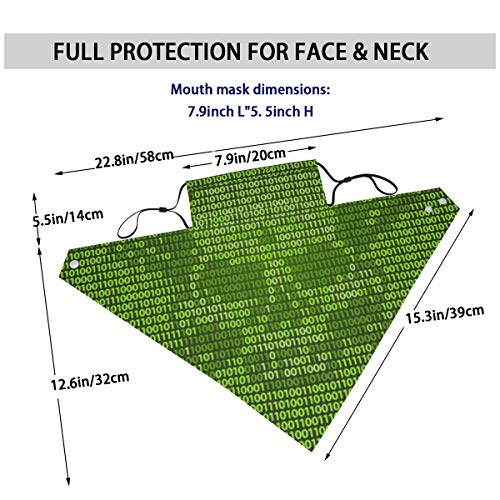 Símbolo de piratería o peligro de calavera y tibias cruzadas compuesto por unos binarios y ceros Máscaras faciales ajustables con código de máquina, pañuelo facial, pasamontañas de tela lavable reutil