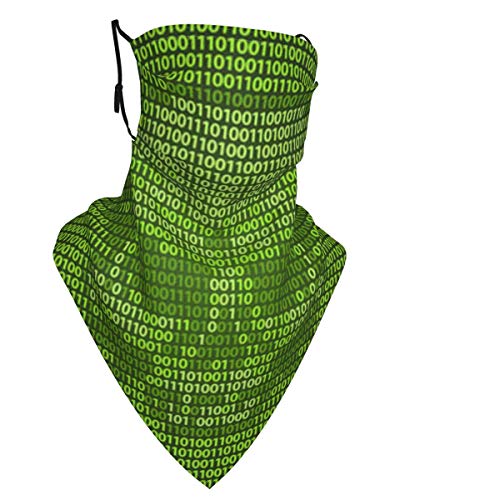 Símbolo de piratería o peligro de calavera y tibias cruzadas compuesto por unos binarios y ceros Máscaras faciales ajustables con código de máquina, pañuelo facial, pasamontañas de tela lavable reutil