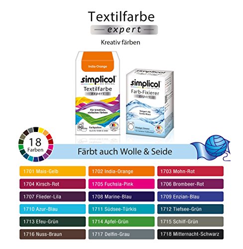 Simplicol Expert + fijador del Color Paquete de Kombi Fabric Dye: Tinte de Coloración para Textiles: Lavado a Mano o Lavadora - Naranja