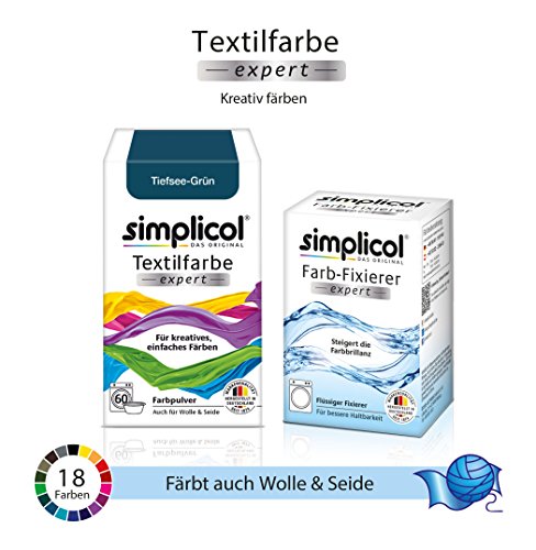 Simplicol Expert + fijador del Color Paquete de Kombi Fabric Dye: Tinte de Coloración para Textiles: Lavado a Mano o Lavadora - Verde Profundo