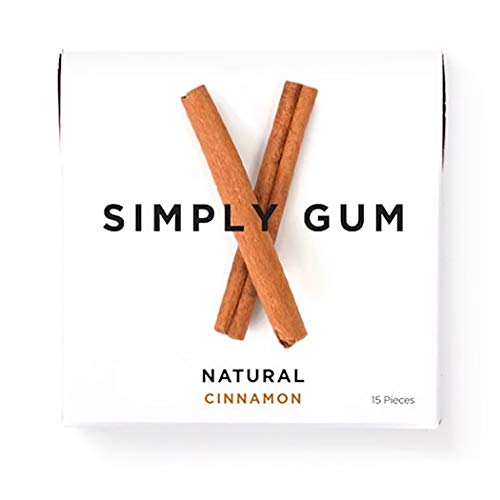 Simply Gum | Chicle Natural | Chewing Gum | Canela (Cinnamon) | Pack de 6 (90 piezas en total) | Biológico, Ecológico, Vegano, Sin Plástico, Sin Aditivo