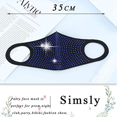 Simsly - Mascarillas de estrás reutilizables para Halloween o discoteca, malla para decoración de la cara para mujeres y niñas (azul)