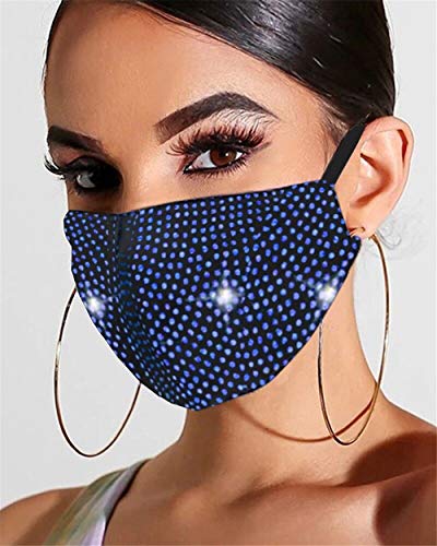 Simsly - Mascarillas de estrás reutilizables para Halloween o discoteca, malla para decoración de la cara para mujeres y niñas (azul)