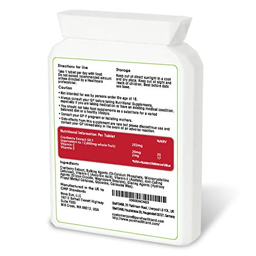 Sin Gluten Tabletas Suplementos Concentrados De Arándanos Rojos. Igual A 12600 Mg De Arándanos Frescos. La Mayor Potencia En El Mercado Con Fuerza Triple. No Más Zumo De Arándanos. Suplemento Alimenticio Adecuado Para Vegetarianos Y Veganos.Sin Azúcar