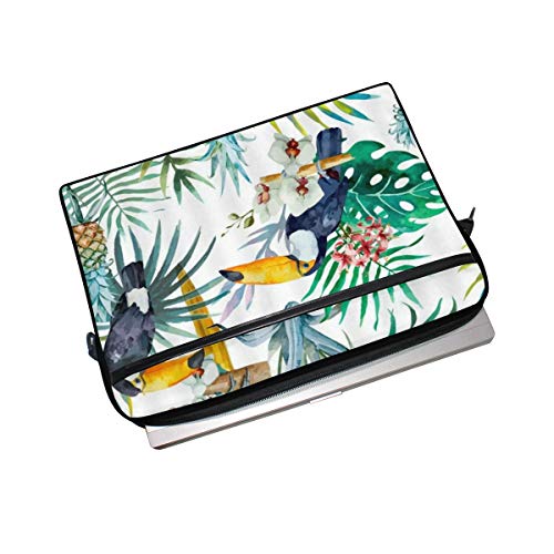SIONOLY 15-15.4 Inch Estuche para Laptop,Acuarela Coloridas Plantas Tojas De Plátano Piña Tucán Loro,Nueva computadora portátil Messenger Satchel Maletín Bolsas de Hombro de Trabajo 15-15.4"