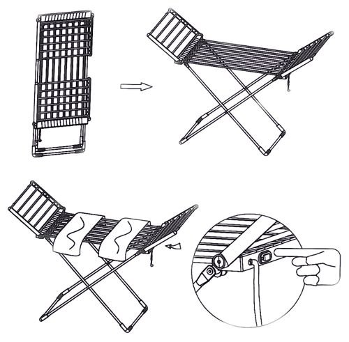 Sirge - Scaldotto - Tendedero eléctrico tamaño maxi para colgar y secar la ropa, alas desplegables, 90 cm de altura, 260 W, 15 metros de tendido, plegable, 20 barras con calefacción