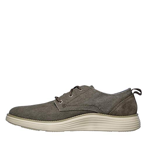 Skechers Status 2.0 Pexton, Zapatos de Cordones Derby para Hombre, Gris (Taupe Canvas TPE), 39 EU