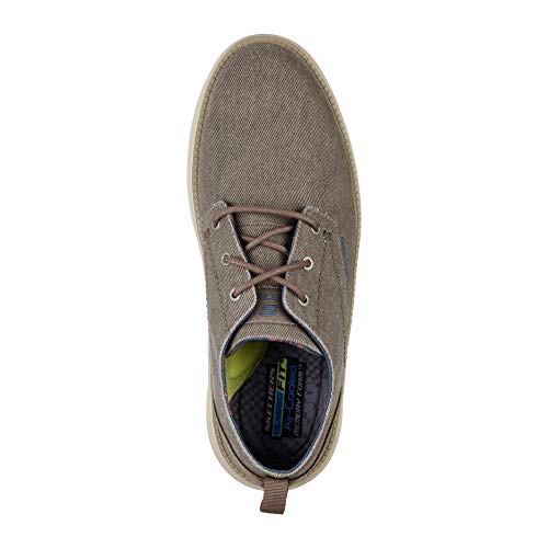Skechers Status 2.0 Pexton, Zapatos de Cordones Derby para Hombre, Gris (Taupe Canvas TPE), 39 EU