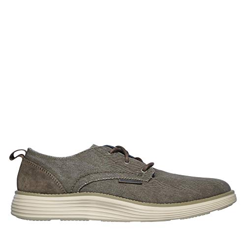 Skechers Status 2.0 Pexton, Zapatos de Cordones Derby para Hombre, Gris (Taupe Canvas TPE), 39 EU
