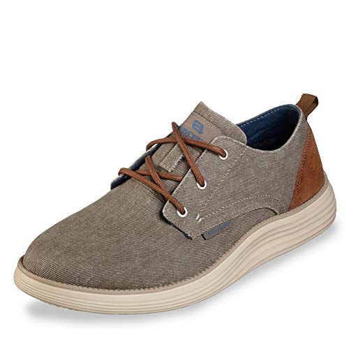 Skechers Status 2.0 Pexton, Zapatos de Cordones Derby para Hombre, Gris (Taupe Canvas TPE), 39 EU