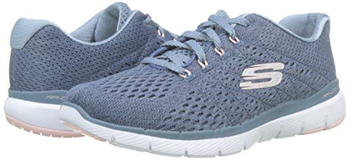 Skechers Women's Flex Appeal 3.0-Satellites Trainers, Grey (Slate Mesh/White & Pink Trim Sltp), 5 (38 EU)