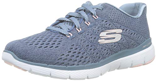 Skechers Women's Flex Appeal 3.0-Satellites Trainers, Grey (Slate Mesh/White & Pink Trim Sltp), 5 (38 EU)