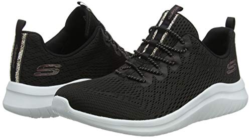Skechers Women's Ultra Flex 2.0-LITE-Groove Trainers, Black (Black Mesh/Rose Gold & White Trim BKW), 6 (39 EU)