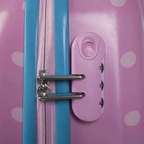 SKPAT - Maleta Infantil Cabina de Viaje 4 Ruedas Trolley Policarbonato Estampado Lunares. Equipaje de Mano. Rígida y Ligera. Candado. Low Cost. Estilo y Marca. 66450, Color Rosa