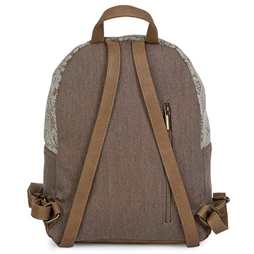 SKPAT - Mochila Mujer Casual de Diseño. Cierre Cremallera. Asa y Tiras Ajustables. Base Reforzada. para Uso Diario. Gran Capacidad. Lona y Cuero PU Polipiel. Cómoda. 301799, Color Marron