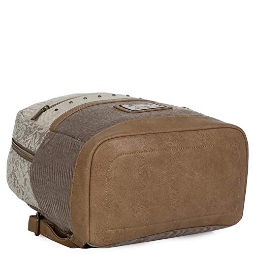 SKPAT - Mochila Mujer Casual de Diseño. Cierre Cremallera. Asa y Tiras Ajustables. Base Reforzada. para Uso Diario. Gran Capacidad. Lona y Cuero PU Polipiel. Cómoda. 301799, Color Marron