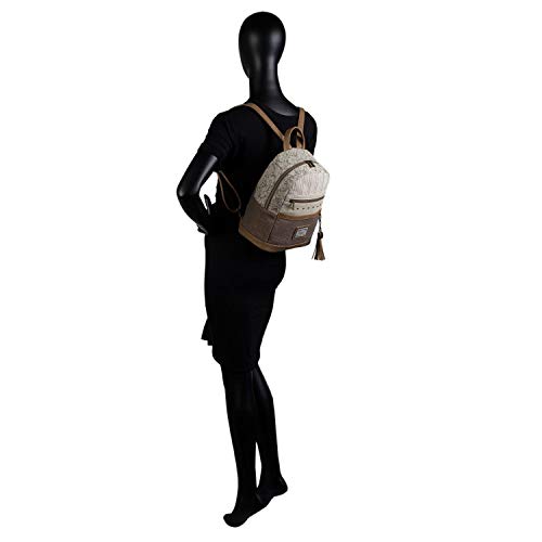 SKPAT - Mochila Mujer Casual de Diseño. Cierre Cremallera. Asa y Tiras Ajustables. Base Reforzada. para Uso Diario. Gran Capacidad. Lona y Cuero PU Polipiel. Cómoda. 301799, Color Marron