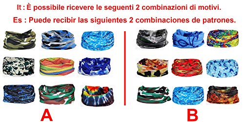 Slosh 9 Bandana Cintas Pelo Deporte Hombre Mujer Ciclismo Yoga Elastica Pañuelos Cabeza Turbante Lazo Tenis UV Moto Playa (9 PCS)