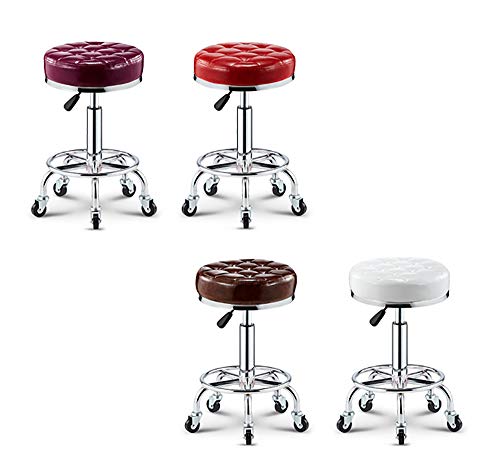 SLTO, Taburete de Trabajo de peluquería, Silla giratoria de Ruedas Oficina Silla de Bar giratoria de 360 ​​° de Altura Ajustable Taburete de recepción de Venta pequeño Silla de Trabajo Redonda