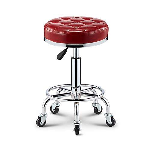 SLTO, Taburete de Trabajo de peluquería, Silla giratoria de Ruedas Oficina Silla de Bar giratoria de 360 ​​° de Altura Ajustable Taburete de recepción de Venta pequeño Silla de Trabajo Redonda