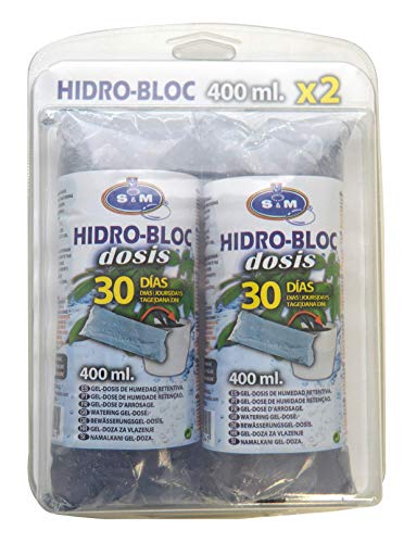 S&M 547010 547010 Pack de Dos Unidades Gel de riego HIDROBLOC para Plantas hasta 30 días sin regar, 2 x 400 ml, Transparente
