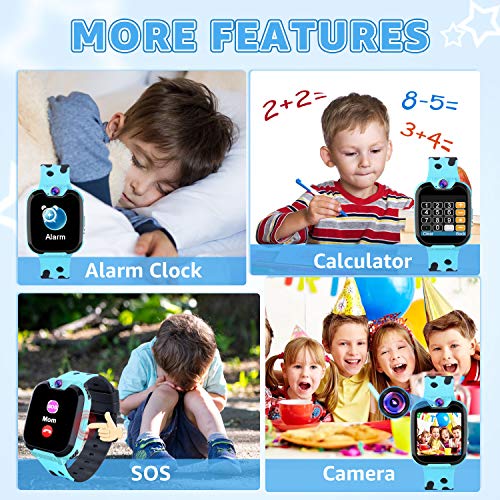 Smartwatch para Niños Game Watch - Juego de Música Reloj Inteligente (Incluye Tarjeta Micro SD de 1GB) con Juegos de Llamada Grabadora de Cámara Reloj Despertador para Niños Niñas (Azul)