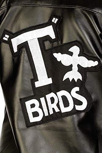 Smiffy'S 27491M Cazadora De Los T-Birds De Grease Con Logotipo, Negro, M - Edad 7-9 Años