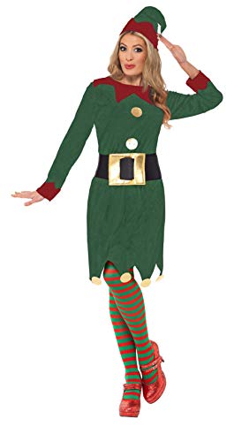 Smiffy's-31995S Miffy Disfraz de elfa, con Vestido, Gorro y cinturón, Color Verde, S-EU Tamaño 36-38 (31995S)