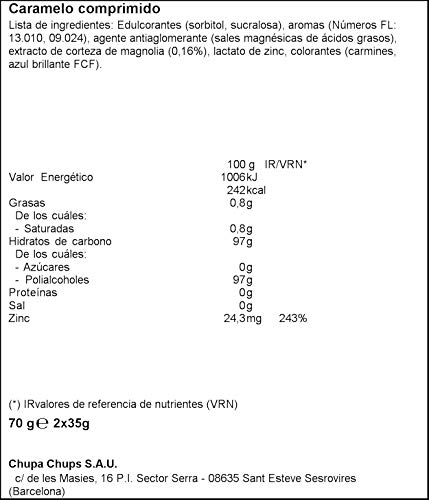 Smint 2H Frutos Rojos, Caramelo Comprimido Sin Azúcar - 2 unidades de 35 gr. (Total 70 gr.)