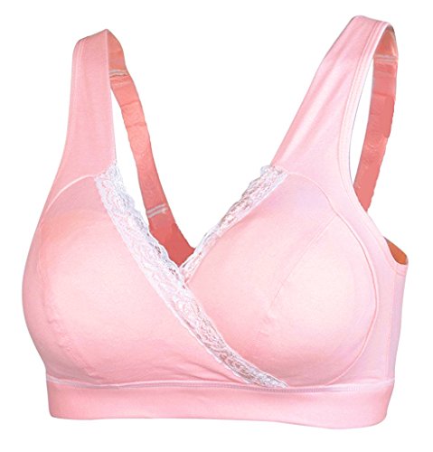 Sodacoda Women's Lightly Padded Wireless Maternity Lace Nursing Bra - Watermelon Red - XL