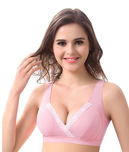 Sodacoda Women's Lightly Padded Wireless Maternity Lace Nursing Bra - Watermelon Red - XL