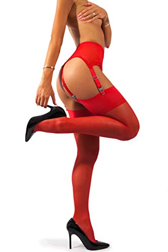 sofsy Suspensores de Malla/Liguero con Correas y Clips para Medias Ligas (El Liguero se Vende por Separado de Las Medias) el Día de Valentín la Navidad Red 3 - Medium