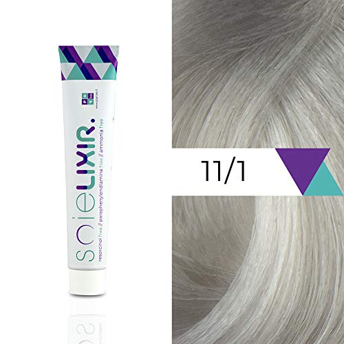 Soielixir Tinte Permanente para Cabello en crema SIN Resorcinol, parafenilendiamina y amoniaco - 93 colores - 100 ml - 11/1 Rubio Platino Perla