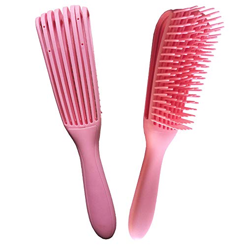 SOILLTY USCepillo desenredante para cabello natural negro, cepillo desenredante suave para cabello afroamericano 4B/4C, cabello rizado grueso y cabello fino, húmedo y seco, Rosado, 1.00[set de ]