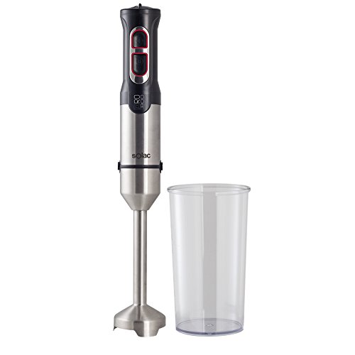 Solac BA5602 Batidora de mano con vaso medidor, cuchillas de alta resistencia, pica hielo, función Turbo, 800 W, 600 milliliters, Negro/Acero inoxidable