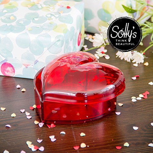 Solly's Clara - Contenedor en Forma de corazón de acrílico para Joyas, cosméticos - Caja de Regalo para niñas - Rojo